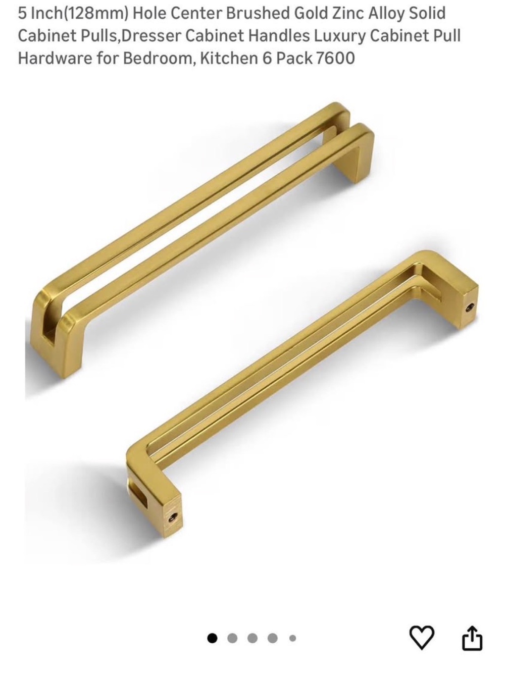 Brushed Gold Double-Track Cabinet Pull - Modern Zinc Alloy Handle
